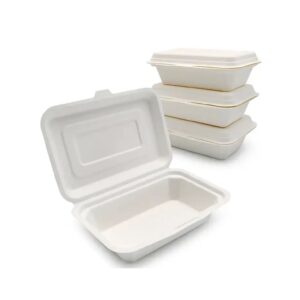 9x6 Inch Clamshell Bagasse Container (Pack of 100)