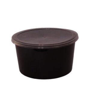 Round Container Black with Lid  - 500 ml (Pack of 100)