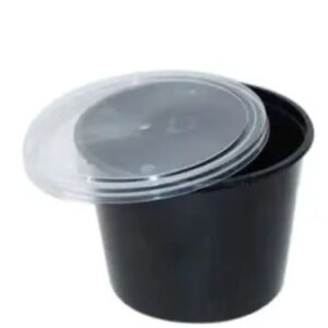 Round Container Black with Lid  - 1000 ml (Pack of 100)