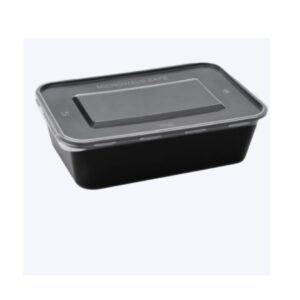 Rectangle Container, 650 ml, Black with Lid (Pack of 100)