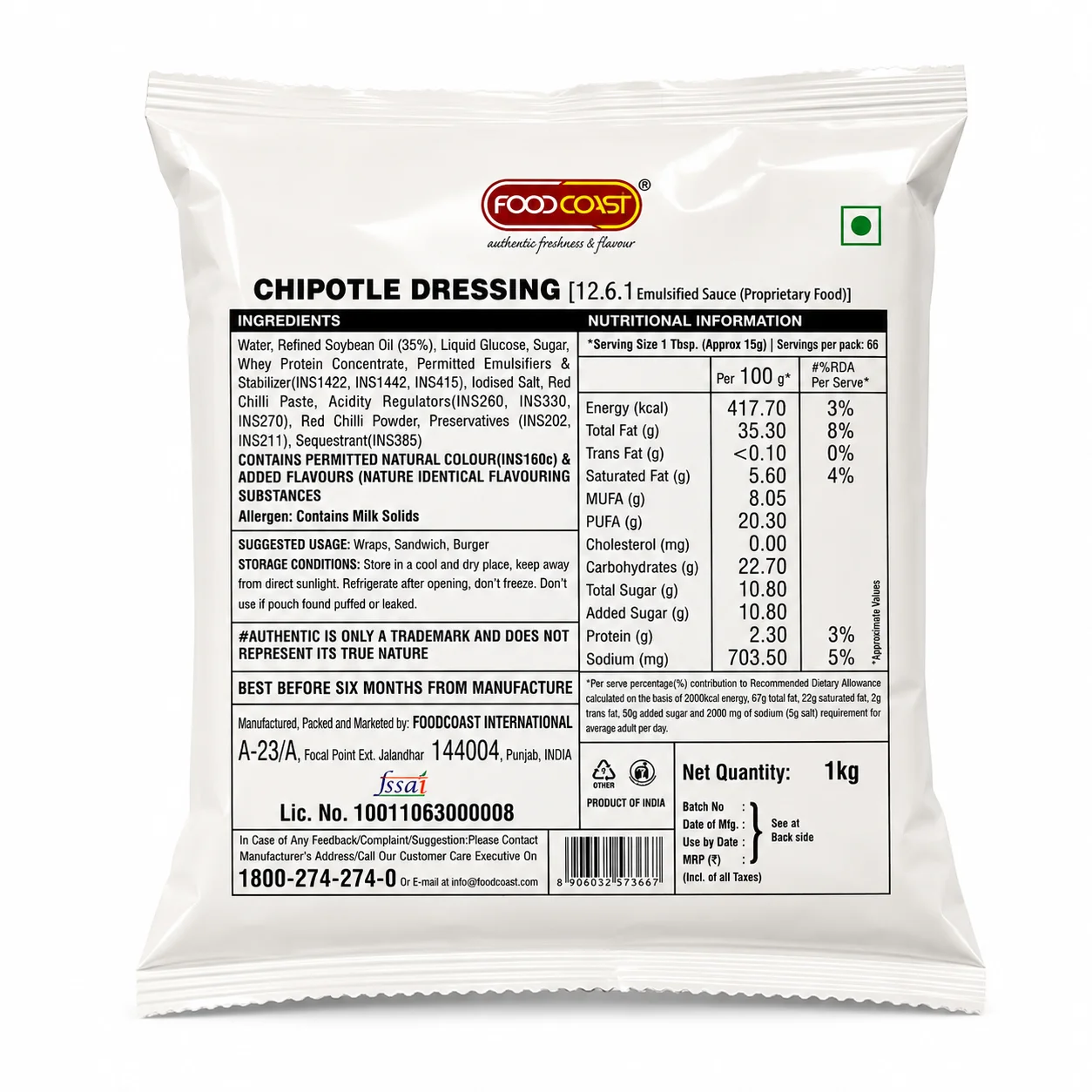 FOOD COAST - Chipotle Dressing - 1Kg