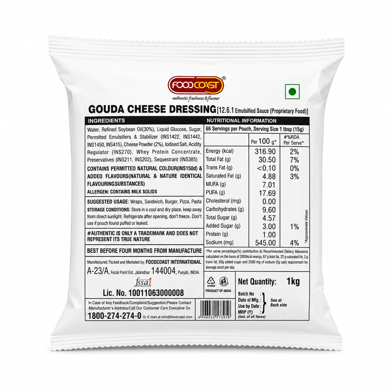 FOOD COAST - Gouda Cheese Dressing 1 Kg